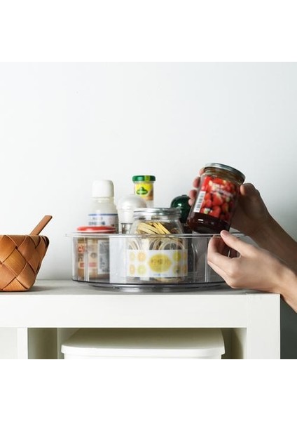 Yuvarlak Clear 360 Dönme Dolap Organizatör ile Bölücüler Pikap Plastik Gıda Depolama Konteyner Spice Raf | Depolama Tepsileri (Yurt Dışından)