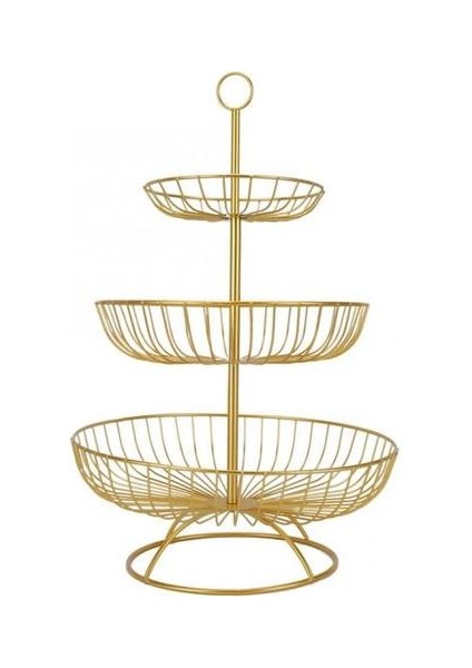 3 Tier Retro Yuvarlak Moda Metal Demir Ev Meyve Tabağı Depolama Sepeti Ev Doğum Günü Partisi Meyve Tepsisi Snacks Stand | Depolama Tepsileri (Altın) (Yurt Dışından)