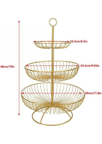 3 Tier Retro Yuvarlak Moda Metal Demir Ev Meyve Tabağı Depolama Sepeti Ev Doğum Günü Partisi Meyve Tepsisi Snacks Stand | Depolama Tepsileri (Altın) (Yurt Dışından) fiyatları