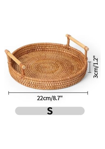 Rattan Dokuma Depolama Tepsi Mutfak Meyve Tatlı Plaka Organizatör El Yapımı Snack Tepsi Masaüstü Depolama Sepeti Sarablılar Organizatör | Depolama Tepsileri (Ler) (Yurt Dışından)