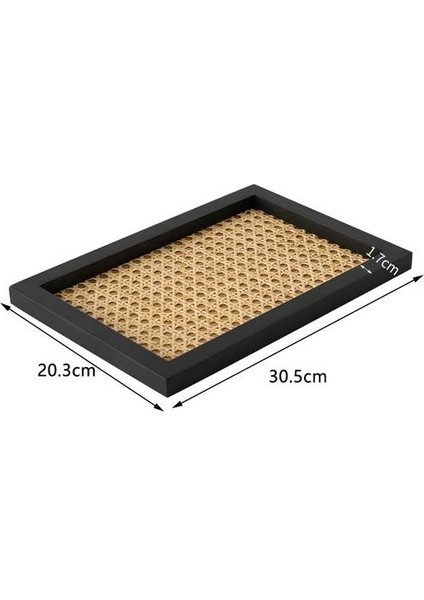 Ev Nordic Rattan Dokuma Tepsi Ahşap El Yapımı Rüzgar Dikdörtgen Geometrik Süs Anahtar Depolama Tepsisi | Depolama Tepsileri (Yurt Dışından)