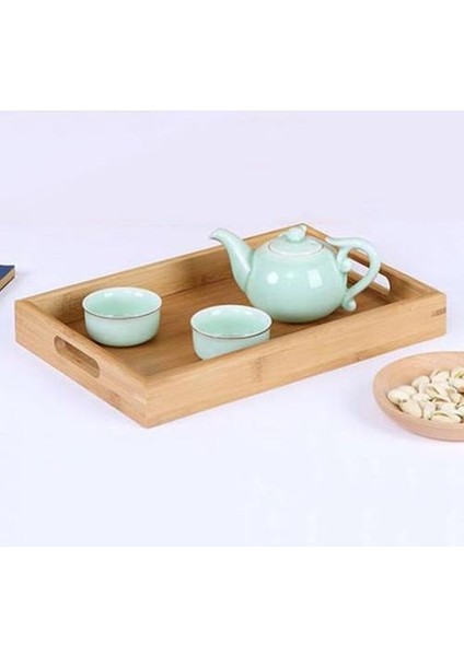 Ahşap Hizmet Tepsisi Çay Çatal Tepsileri Depolama Palet Meyve Tabağı Dekorasyon Gıda Bambu Dikdörtgen | Depolama Tepsileri (20 * 30 * 4 Cm) (Yurt Dışından) modelleri