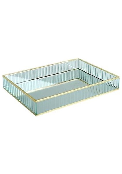 Cam Ayna Tepsi Metal Kenar Kırmızı Şarap Plakası Dekorasyon Depolama Tepsi Kek Araçları Ev Dekorasyon | Depolama Tepsileri (Gold-L) (Yurt Dışından)