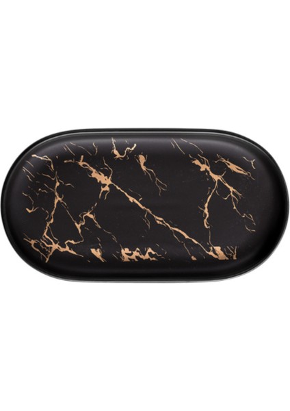 Oval Depolama Tepsileri Mermer Desen Seramik Plaka Iskandinav Ev Otel Banyo Sabun Çanak Masa Takı Mum Organizatör Tepsileri | Depolama Tepsileri (Siyah) (Yurt Dışından)
