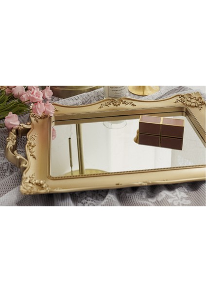 1 Adet Vintage Plastik Dekoratif Cam Ayna Tepsi Meyve Takı Ekran Depolama Plakası Ev Masaüstü Süsler | Depolama Tepsileri (Meydan) (Yurt Dışından) modelleri