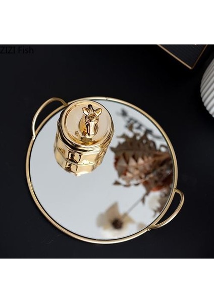 Pirinç Kolu Depolama Tepsi Ayna Yumuşak Cam Depolama Tepsi Gurme Fotoğraf Plakası Oturma Odası Süslemeleri El Sanatları Hediye Ev Dekorasyon | Depolama Tepsileri (Yurt Dışından) fırsatları