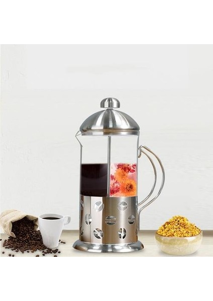 Three Beans Kahve / Çay Brewer Cezve Kahve Makinesi Kettle 350ML Paslanmaz Çelik Cam Termos Kahve Drinkware Için | Kahve Tencere (Yurt Dışından)