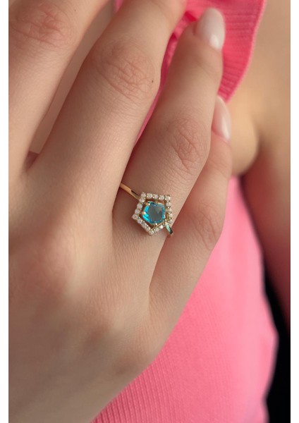 14 Ayar Altın Kuvars Aquamarine Yüzük fiyatları