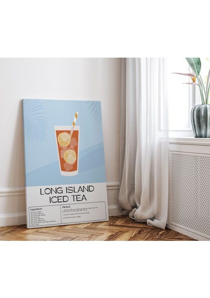 Long Island Ice Tea Kokteyl Minimalist Kanvas Tablo - Cafe Dekor - Salon ve Mutfak Için Duvar Dekoru