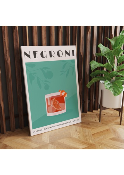 Negroni Kokteyl Minimalist Kanvas Tablo - Cafe Dekor - Salon ve Mutfak Için Duvar Dekoru