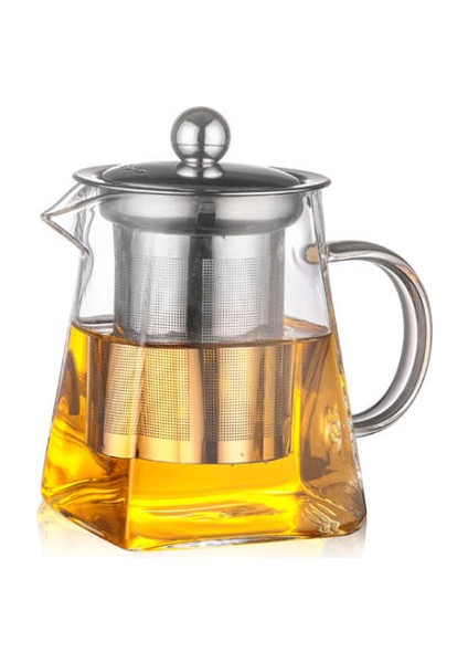 4 Boyutlar Iyi Temizle Borosilikat Cam Çaydanlık 304 Paslanmaz Çelik ile Demlik Süzgeç Isı Kahve Kare Demlik Aracı Su Isıtıcısı Seti | Çaydanlıklar (750ML) (Yurt Dışından)