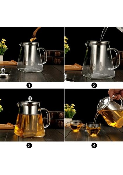 350 ml Borosilikat Cam Çaydanlık Isıya Dayanıklı Kare Cam Çaydanlık Çay Demlik Filtre Süt Oolong Çiçek Çay Potu | Çaydanlıklar (350ML) (Yurt Dışından) fırsatları