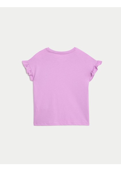 Saf Pamuklu Desenli Kısa Kollu T-Shirt