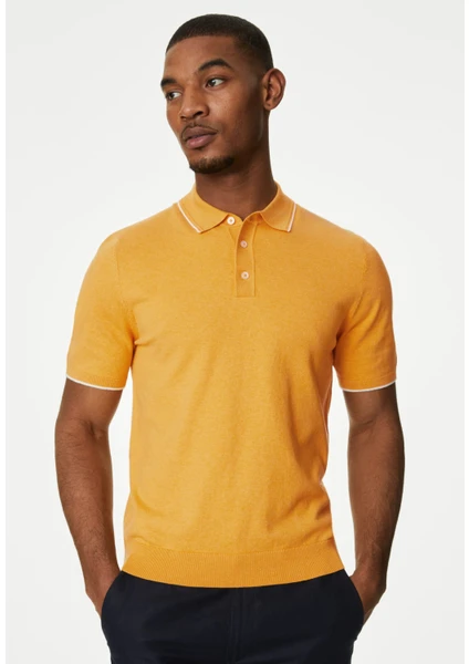 Marks & Spencer Kısa Kollu Örme Polo Yaka T-Shirt