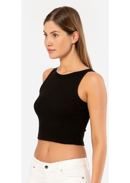 Türen Kadın Fitilli Crop Top 3404/SIYAH