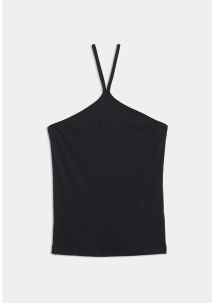 Marks & Spencer Saf Pamuklu Halter Yaka T-Shirt