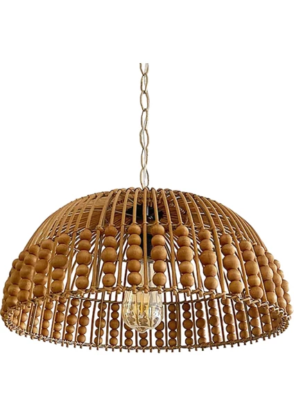 Turkish Belkıs Rattan Bambu, Hasır Sarkıt Avize Çap: 40 cm