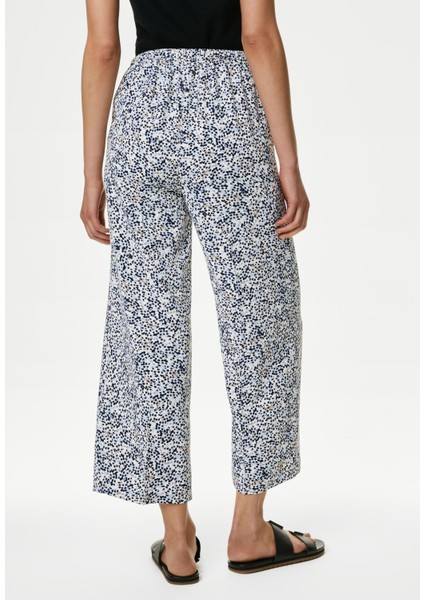 Desenli Crop Wide Leg Pantolon fırsatları