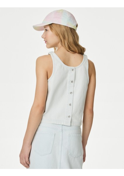 Saf Pamuklu Askılı Denim Bluz (6-16 Yaş) fiyatları