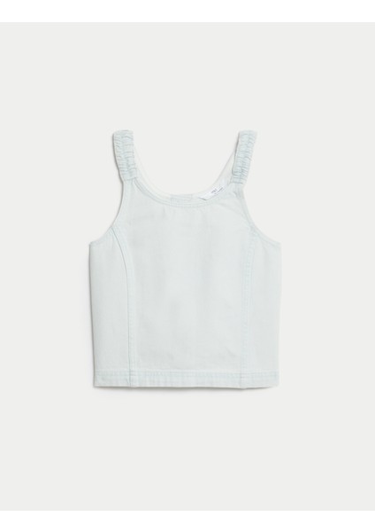 Saf Pamuklu Askılı Denim Bluz (6-16 Yaş) fırsatları