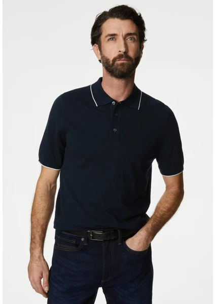 Marks & Spencer Kısa Kollu Örme Polo Yaka T-Shirt