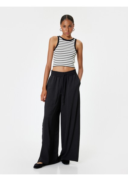 Crop Üst Kolsuz Slim Fit Bisiklet Yaka