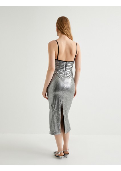 Pullu Payetli Uzun Abiye Elbise Ince Askılı fırsatları