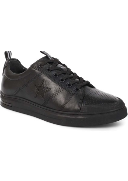 1989-573219 Deri Anatomik Tabanlı Erkek Sneakers Ayakkabı - NKT01989-SIYAH-43