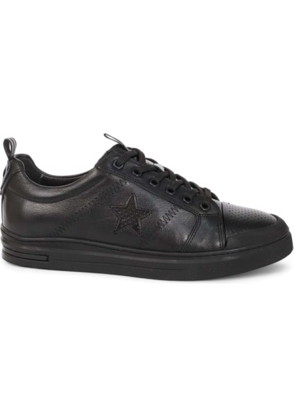 1989-573219 Deri Anatomik Tabanlı Erkek Sneakers Ayakkabı - NKT01989-SIYAH-43