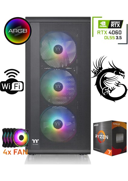 Gaming R5-4060 Ryzen 5 5500 / Rtx 4060 / 16GB Ddr4 / 500 GB M.2 SSD / R5500V1 / Pcbox Gamıng Masaüstü Pc