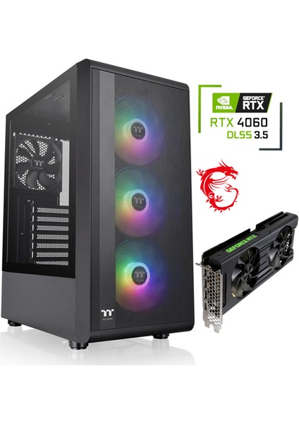 Gaming R5-4060 Ryzen 5 5500 / Rtx 4060 / 16GB Ddr4 / 500 GB M.2 SSD / R5500V1 / Pcbox Gamıng Masaüstü Pc