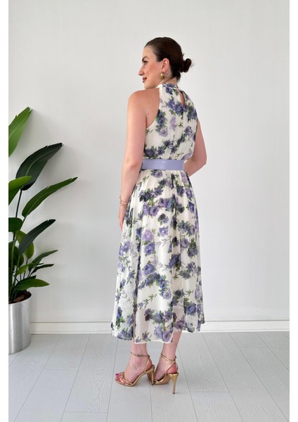 Lily Halter Şifon Elbise Lila