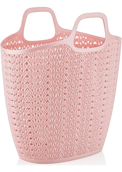 Tekno Trust Pembe Çok Şık Örgü Market Çantası, Alışveriş Çantası 44 X 48 Cm