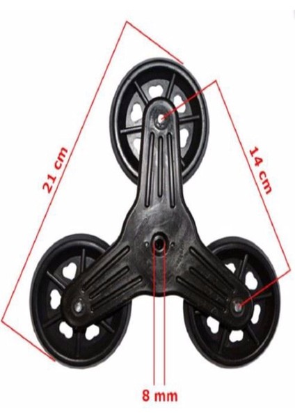 Siyah Pazar Arabası Tekeri 3 Lü ( 2 Adet )