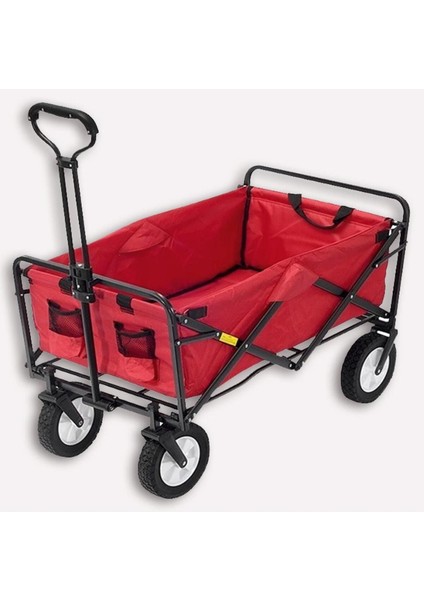 Tekno Trust 52 x 74 Katlanabilir Taşıma Arabası Plaj Bahçe Alışveriş Katlanır Araba Kırmızı