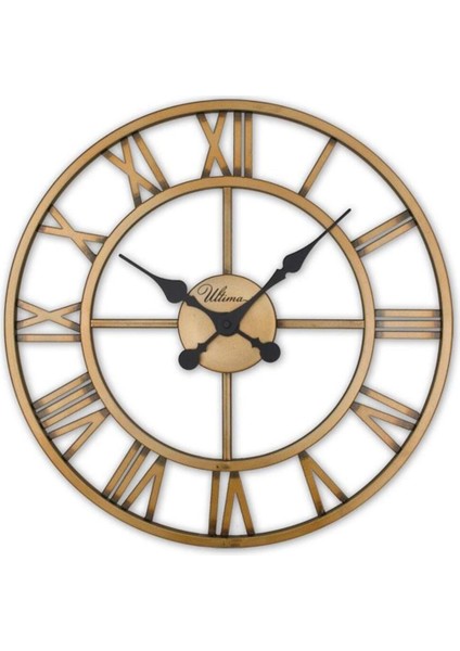 Tekno Trust 41 x 41 2654 G Ferforje 41 cm Iskelet Duvar Saati Modern Altın Yuvarlak Metal