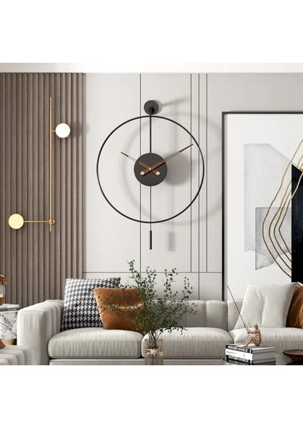Tekno Trust Metal (Ortaboy) Siyah Tiktok - Ceviz 35 cm Akrep Yelkovan , Modern Dekoratif Sarkaçlı Metal Duvar S fırsatları