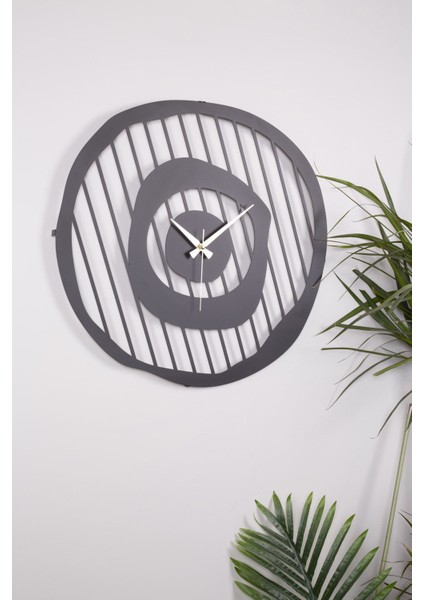 Tekno Trust Metal Muyika Taş Devri Metal 50X50CM Sessiz Mekanizmalı Dekoratif Duvar Saati Mds-50 Siyah Modern Y