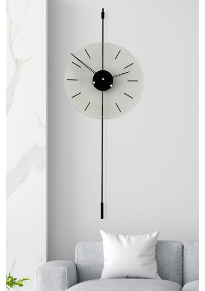 Metal Papatya Black Time, Modern Metal ve Cam Tasarım Duvar Saati Siyah Yuvarlak 38 x 98 Modern