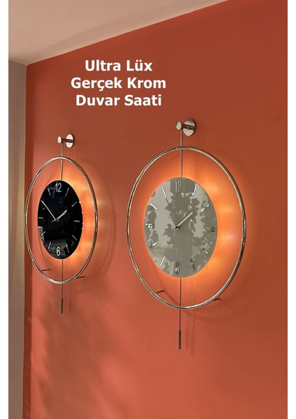 Tekno Trust Metal Orta Boy-Gerçek Krom Siyah Göbekli E x C L U S I V E-Pilli Led-Modern Dekoratif Krom Cam Duva
