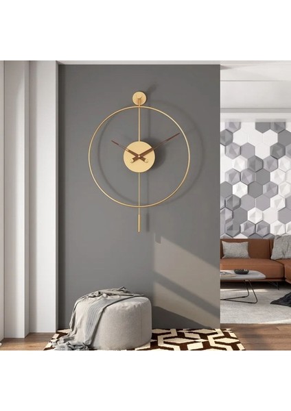 Tekno Trust Yuvarlak (Ortaboy) Gold Tiktok Quartz Mekanizmalı (Ceviz 35 cm Akrep Yelkovan) Modern Dekoratif Duv modelleri