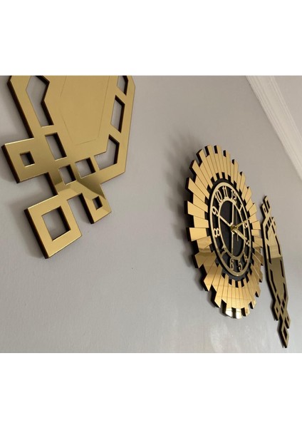 Tekno Trust Modern Dekoratif Duvar Saati Gold 3 Lü Set 60 cm Şık Türk Rakamlı Duvar Saati, Modern 30X70 cm Bakl indirimleri