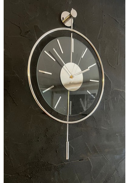 Tekno Trust 37 x 55 Krom Exclusıve (37X55CM) Özel Seri , Modern Dekoratif Krom Metal Duvar Saati Yuvarlak Metal fiyatları