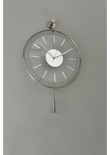 Tekno Trust 37 x 55 Krom Exclusıve (37X55CM) Özel Seri , Modern Dekoratif Krom Metal Duvar Saati Yuvarlak Metal modelleri