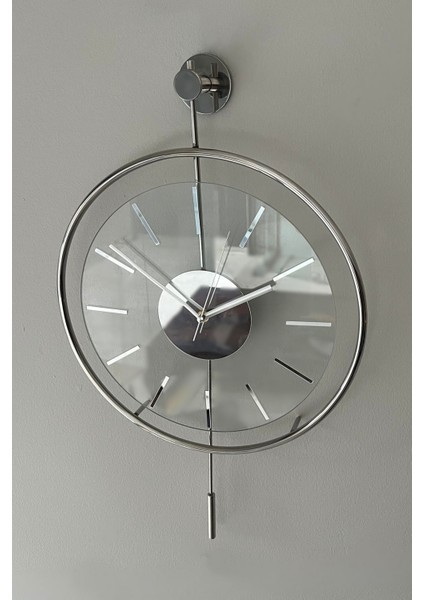 Tekno Trust 37 x 55 Krom Exclusıve (37X55CM) Özel Seri , Modern Dekoratif Krom Metal Duvar Saati Yuvarlak Metal fırsatları