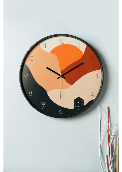 Tekno Trust Modern Muyika Pino Gün Batımı Gerçek Cam 42 cm Sessiz Mekanizma Duvar Saati Pds-42 42 x 42 Pembe Pl