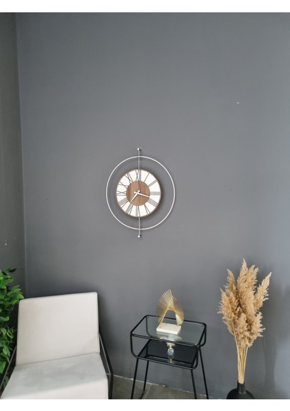 60 x 60 Aliawood 60 cm Gümüş Modern Yuvarlak Metal