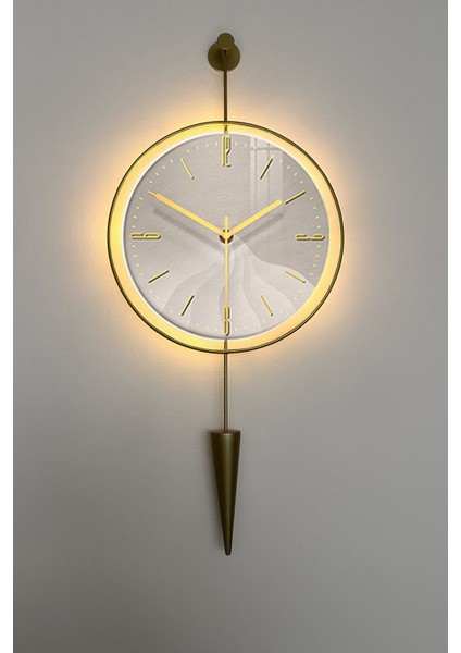 Tekno Trust Metal Led'li Masippi Kristal 40X90 cm Gold, Modern Metal, Cam ve Ahşap Tasarım Duvar Saati Yuvarlak
