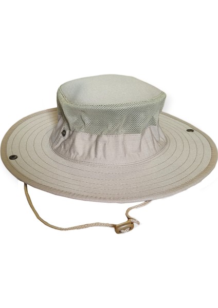 Yazlık Fötr Şapka Bej Renkli Fileli Şapka