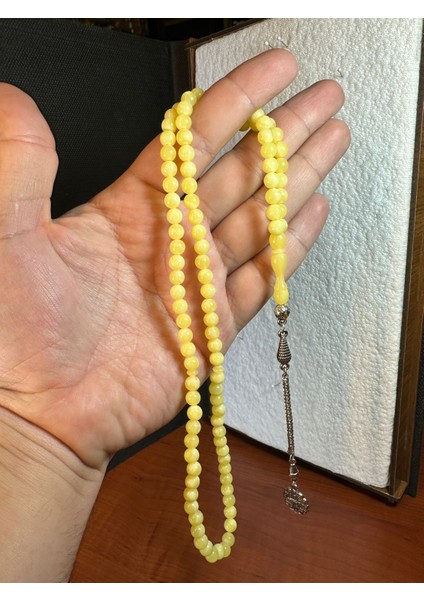 99'lu Beyrut Damla Kehribar Tesbih 6mm Küre Kesim T-275